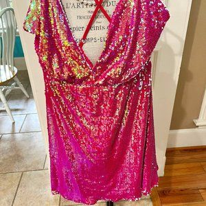 Sequence Pink Iridescent Party Dress